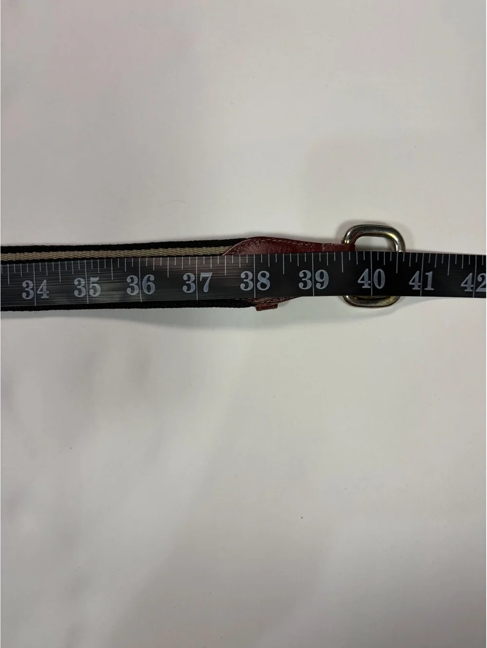 Vintage 80s Preppy Dooney & Bourke Mens 36 Black Beige Canvas Leather Web Belt